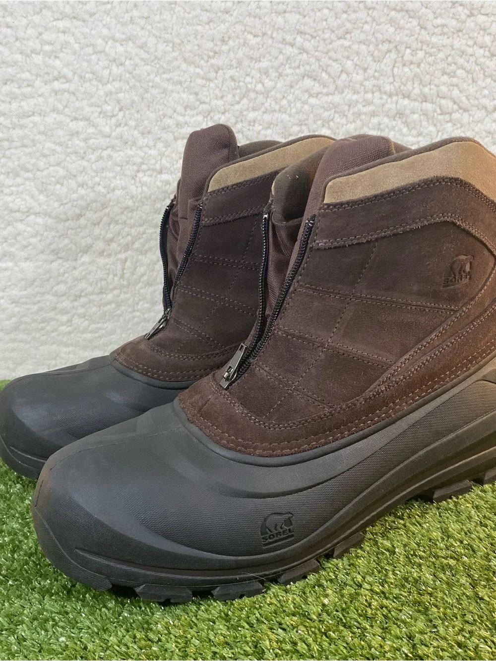 Sorel Cold Mountain Thinsulate Boots Mens Size 13 Brown Zip Duck Waterproof